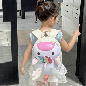 Cute unicorn toddler backpack with hard shell and pink wings for little girls and boys