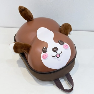 Cartoon puppy EVA eggshell backpack for kids with 3D plush ears and tail for school