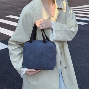 Lightweight navy blue corduroy tote bag for women, large capacity stylish commuter handbag