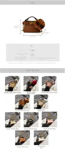 Detailed size specifications and multi-color options for mini faux leather kids handbags