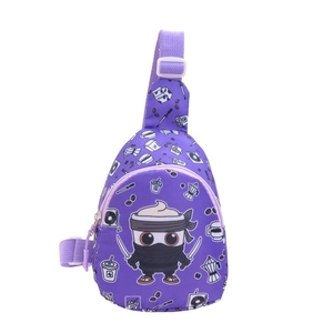 Sac de poitrine violet pour enfants avec bandoulière et motifs café mignons