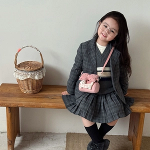 Süße rosa Plüsch Welpen Schultertasche mit Schleife für Mädchen im Herbst Winter