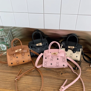 Mini Sac Bandoulière Enfant Cuir PU Motif Lychee Mignon Ours Dessin Animé Serrure Métallique Sac À Main Pour Tout-Petits