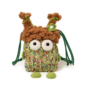 Sac bandoulière monstre en crochet pour enfants avec yeux et oreilles colorés tricotés