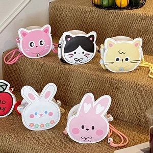 Cartoon Tier Mini Umhängetasche PU Leder Katze Hase Hund Gesicht Form Kleiner Geldbeutel Für Mädchen