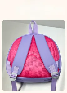 Close-up of breathable mesh back and padded shoulder straps on 3D kids backpack