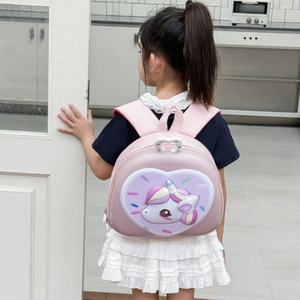 Toddler 3D shell backpack with pink unicorn relief for girls in preschool