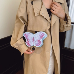 Sac bandoulière mignon pour filles en forme de papillon avec ailes roses et bleues et chaîne