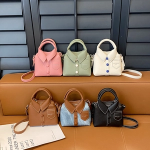 Kids Mini Crossbody Bag Creative Shirt Shape PU Leather Denim Shoulder Handbag For Little Girls Toddlers Fashion Accessories