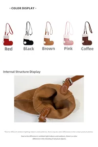 Detailed view of mini Christmas stocking crossbody bag in five colors and interior space