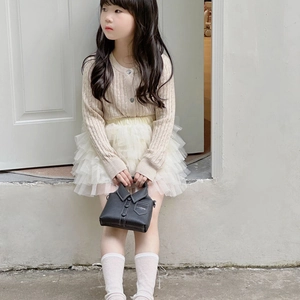 Fashionable black shirt-shaped mini handbag for girls with creative button details