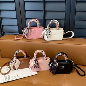 Mini Borsa A Tracolla Per Bambini Pelle PU Elegante Borsa A Mano Con Decorazione Sciarpa Di Raso Moda Coreana Ragazze
