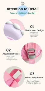 Détails du sac à dos rose pour enfant avec oreilles 3D et boucle réglable grise