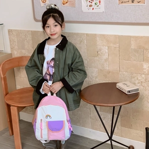 Kids lightweight rainbow backpack featuring stylish color-block design for school and travel