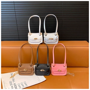 Détails des mini sacs bandoulière en cuir en cinq couleurs avec des chaînes dorées