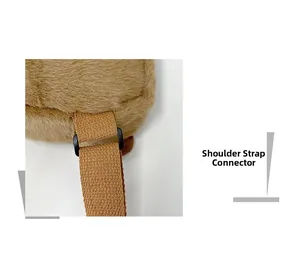 Nahaufnahme des stabilen Schultergurt-Anschlussrings der braunen Capybara-Plüschtasche