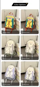 Comparación detallada de mochilas color-block en tamaños grande y pequeño y varios tonos