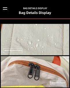 Tela resistente al agua con gotas y cremalleras metálicas suaves en mochila para exteriores