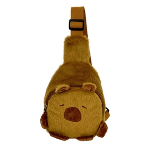 Süße Capybara Plüsch Brusttasche zum Umhängen mit verstellbarem Riemen und 3D-Design