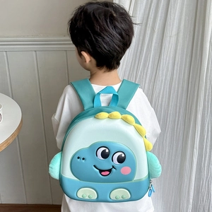 Sac à dos dinosaure enfant bleu et vert avec nageoires 3D mignonnes pour garçons