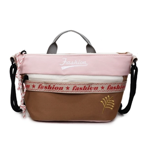 Women's tricolor canvas crossbody bag with Fashion embroidery and double straps