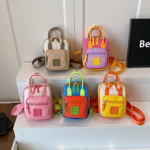 Mini Zaino In Tela Per Bambini Borsa A Tracolla Multifunzionale Colori A Contrasto Per Viaggi All Aperto Moda Tendenza Ragazzi Ragazze
