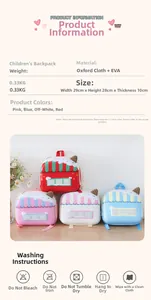 Detailed size and material specs for lightweight cute house-shaped kids' backpacks