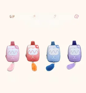 Cartoon silicone kids chest bags in pink orange blue and purple with furry tail charms