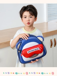Détails du sac à dos léger bleu et blanc avec motif d'ours pour enfants d'école