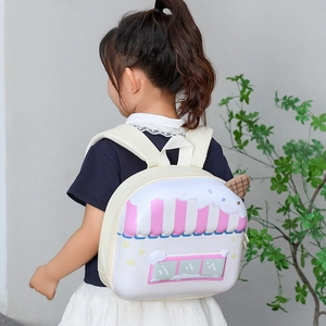 Lightweight eggshell backpack for kids featuring a 3D ice cream shop cartoon design