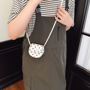 Polka dot mini shoulder bag for girls with heart buckle and stylish white cross body strap
