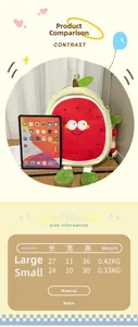 Size information for cartoon watermelon backpack showing dimensions for large and small sizes