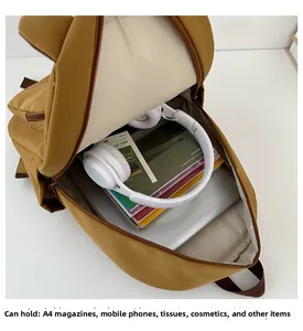 Vue détaillée de l'intérieur du sac à dos Capybara jaune montrant sa grande capacité