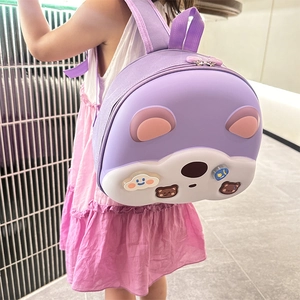Zaino rigido per bambini a forma di orso viola con simpatici dettagli di orecchie 3D