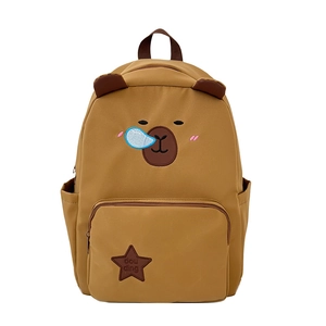 Sac à dos Capybara marron pour femme avec étoiles de dessin animé et grande capacité