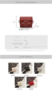 Detailed size chart and dimensions of the mini quilted cat crossbody bag for girls
