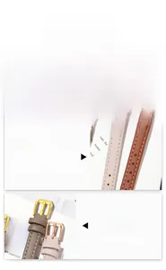 Nahaufnahme der GEDI Vintage Damenuhr mit roségoldenem Gehäuse und Lederarmband