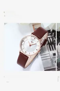 Elegante orologio da donna Gedi con cassa in oro rosa e cinturino in pelle marrone