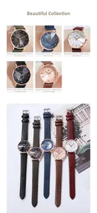 Dettaglio di elegante orologio al quarzo con vetro taglio diamante e cinturino in pelle