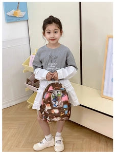 Detailed street style graffiti print and cartoon characters on children backpack