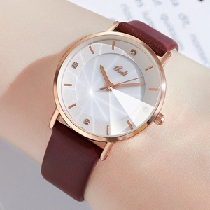 Orologio Gedi elegante da donna con cassa in oro rosa e cinturino in pelle bordeaux