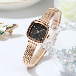 Fashion Women Watch Square Dial Mesh Stainless Steel Strap Quartz Waterproof Elegant Casual Jewelry Wristwatch