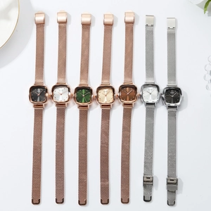 GEDI fashion square quartz watches for women with mesh straps in multiple color options