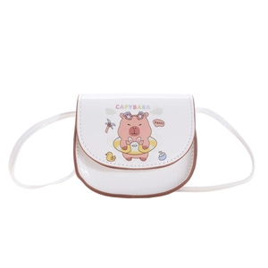 Mini sac bandoulière Capybara pour enfants en cuir verni blanc avec motif mignon