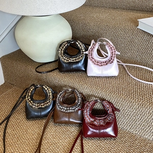 Mini Crossbody Bag For Kids PU Leather Handbag With Plaid Ruffled Trim Vintage Sweet Toddler Girl Fashion Accessory