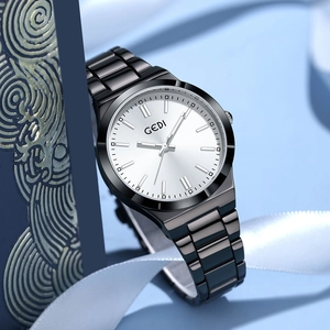 Montre GEDI pour femme en acier inoxydable noir avec cadran argenté à texture rayons de soleil