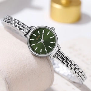 Orologio Al Quarzo Da Donna Elegante Orologio Da Polso In Lega Fondo In Acciaio Inossidable Vintage Piccolo Quadrante Rotondo