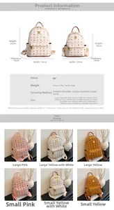 Detailed size chart for the cute bear print backpack showing large and small dimensions