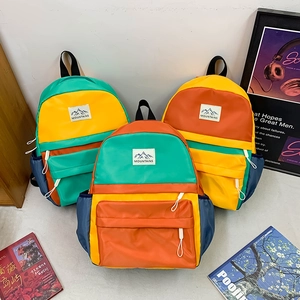 Kids Backpack Lightweight Nylon Contrast Color School Bag For Boys Girls Casual Sports Travel Outdoor Mountains Pattern