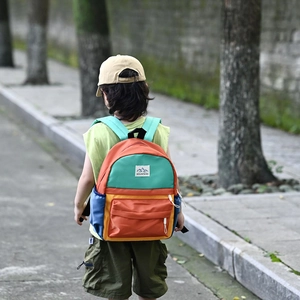Kids lightweight color-block backpack with large capacity for school and outdoor travel